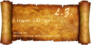 Linges Zádor névjegykártya